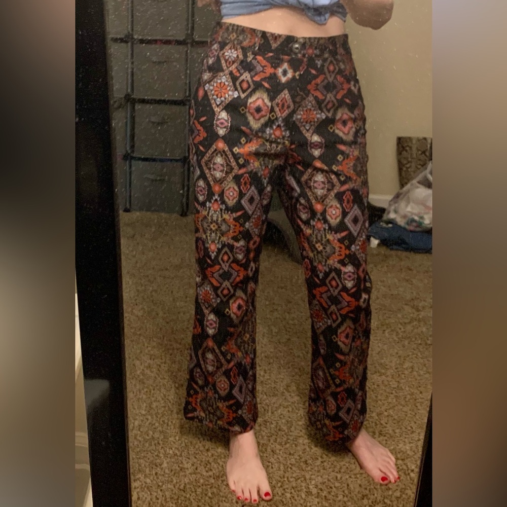 Zara geometric fun print pants straight leg cropped jeans size M